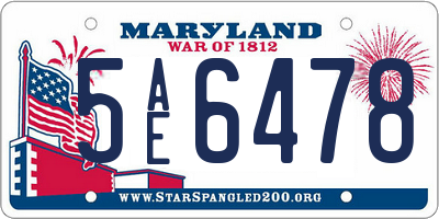 MD license plate 5AE6478