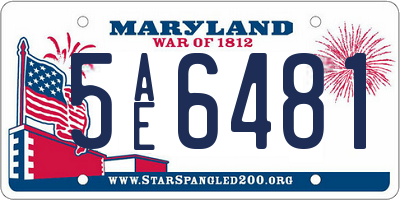 MD license plate 5AE6481