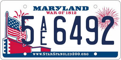 MD license plate 5AE6492