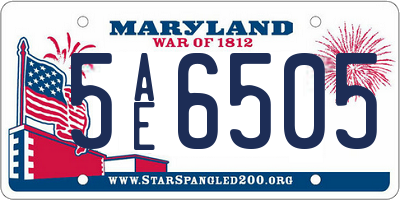 MD license plate 5AE6505