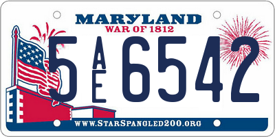 MD license plate 5AE6542