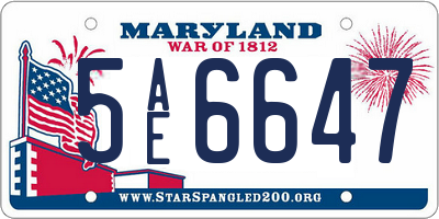 MD license plate 5AE6647