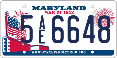 MD license plate 5AE6648