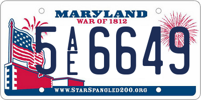 MD license plate 5AE6649