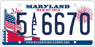 MD license plate 5AE6670