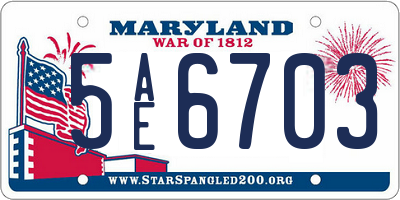 MD license plate 5AE6703