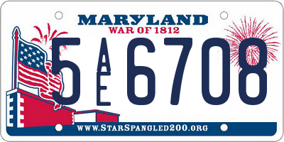 MD license plate 5AE6708