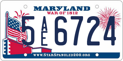MD license plate 5AE6724