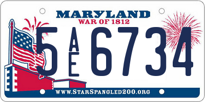 MD license plate 5AE6734