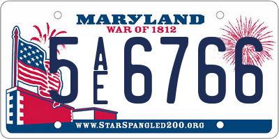 MD license plate 5AE6766