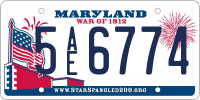 MD license plate 5AE6774