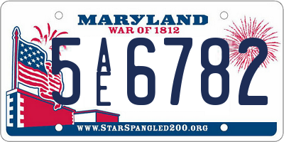 MD license plate 5AE6782