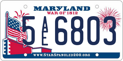 MD license plate 5AE6803