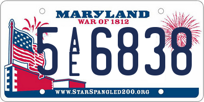 MD license plate 5AE6838