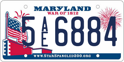 MD license plate 5AE6884