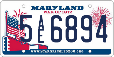 MD license plate 5AE6894