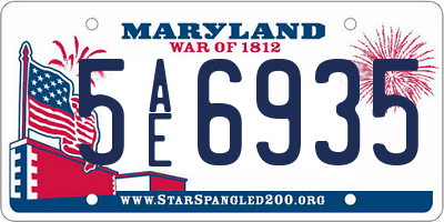 MD license plate 5AE6935