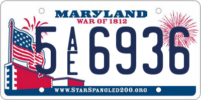 MD license plate 5AE6936