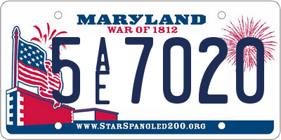 MD license plate 5AE7020