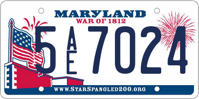 MD license plate 5AE7024