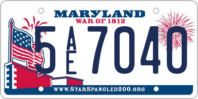 MD license plate 5AE7040