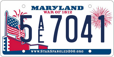 MD license plate 5AE7041