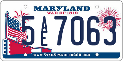 MD license plate 5AE7063