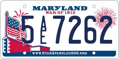 MD license plate 5AE7262