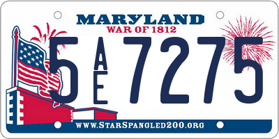 MD license plate 5AE7275