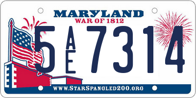 MD license plate 5AE7314