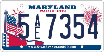 MD license plate 5AE7354