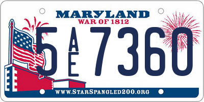 MD license plate 5AE7360