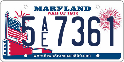 MD license plate 5AE7361