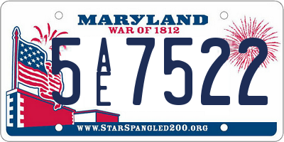 MD license plate 5AE7522