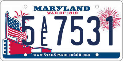 MD license plate 5AE7531
