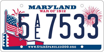 MD license plate 5AE7533