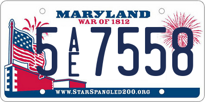 MD license plate 5AE7558