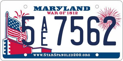 MD license plate 5AE7562