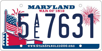 MD license plate 5AE7631