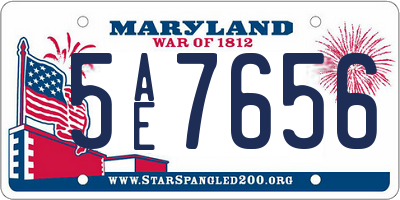 MD license plate 5AE7656