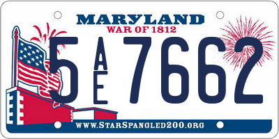 MD license plate 5AE7662