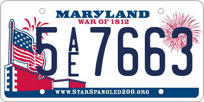 MD license plate 5AE7663