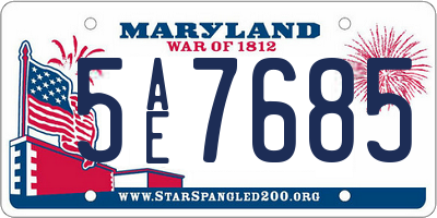 MD license plate 5AE7685