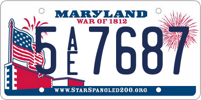 MD license plate 5AE7687