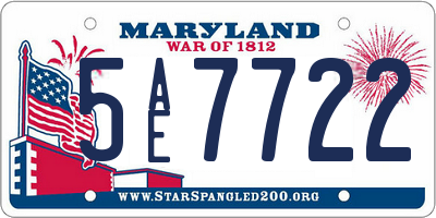 MD license plate 5AE7722