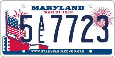 MD license plate 5AE7723