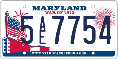 MD license plate 5AE7754