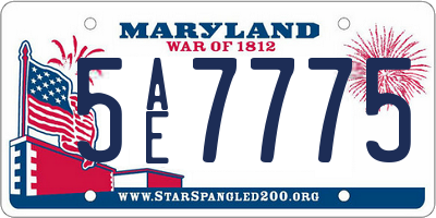 MD license plate 5AE7775