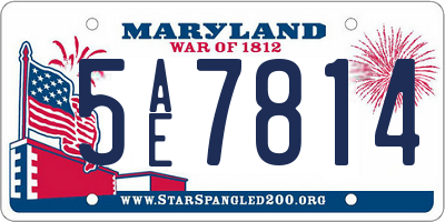 MD license plate 5AE7814