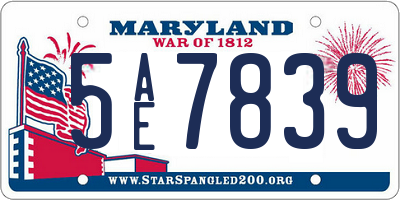 MD license plate 5AE7839